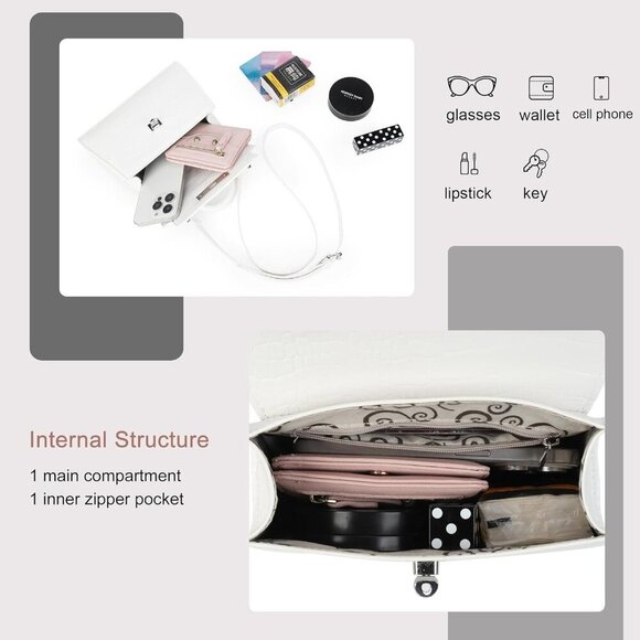 Women’s Faux Leather Mini Crossbody Purse with Top Handle Small Tote Bag - Picture 4 of 8